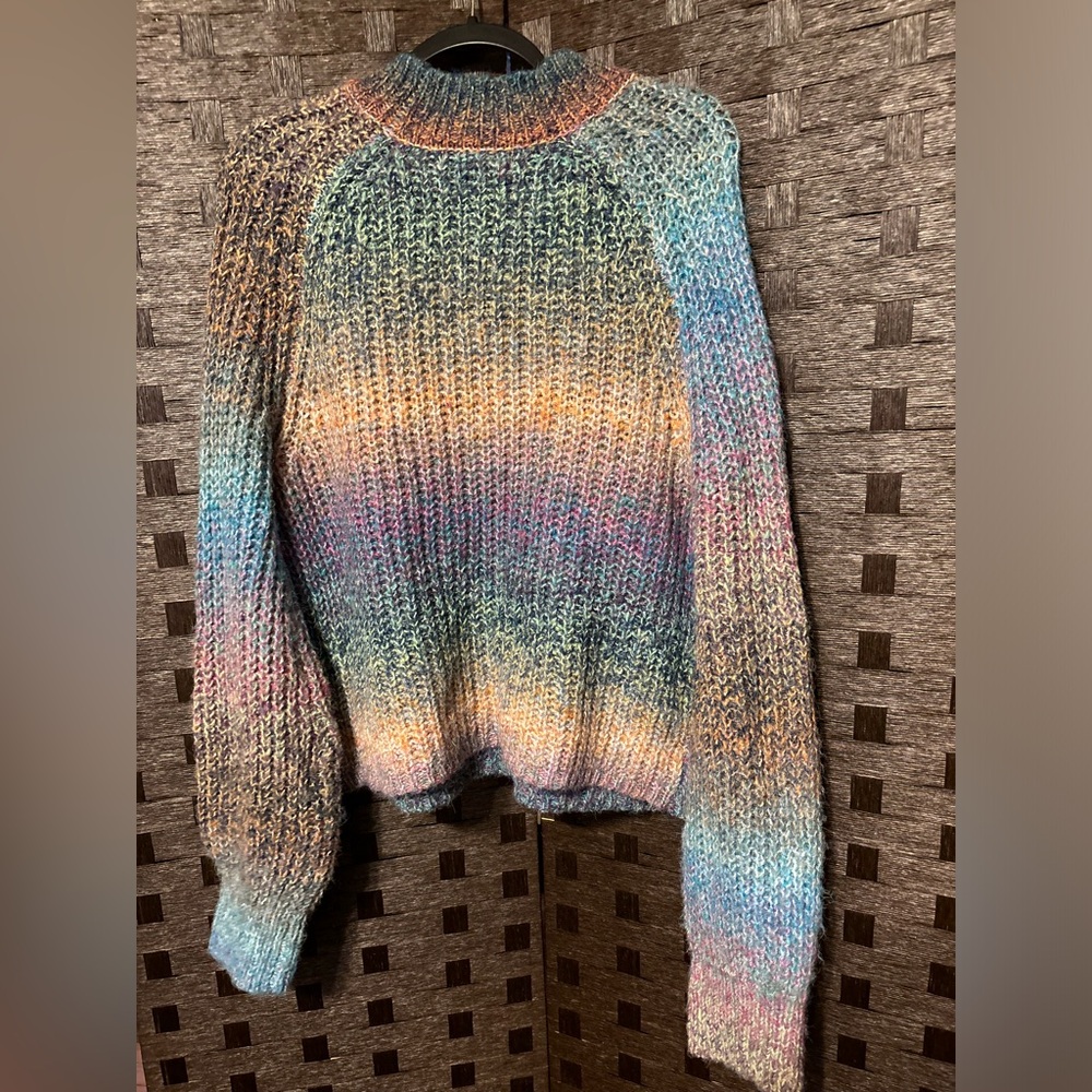 70s style rainbow knit sweater